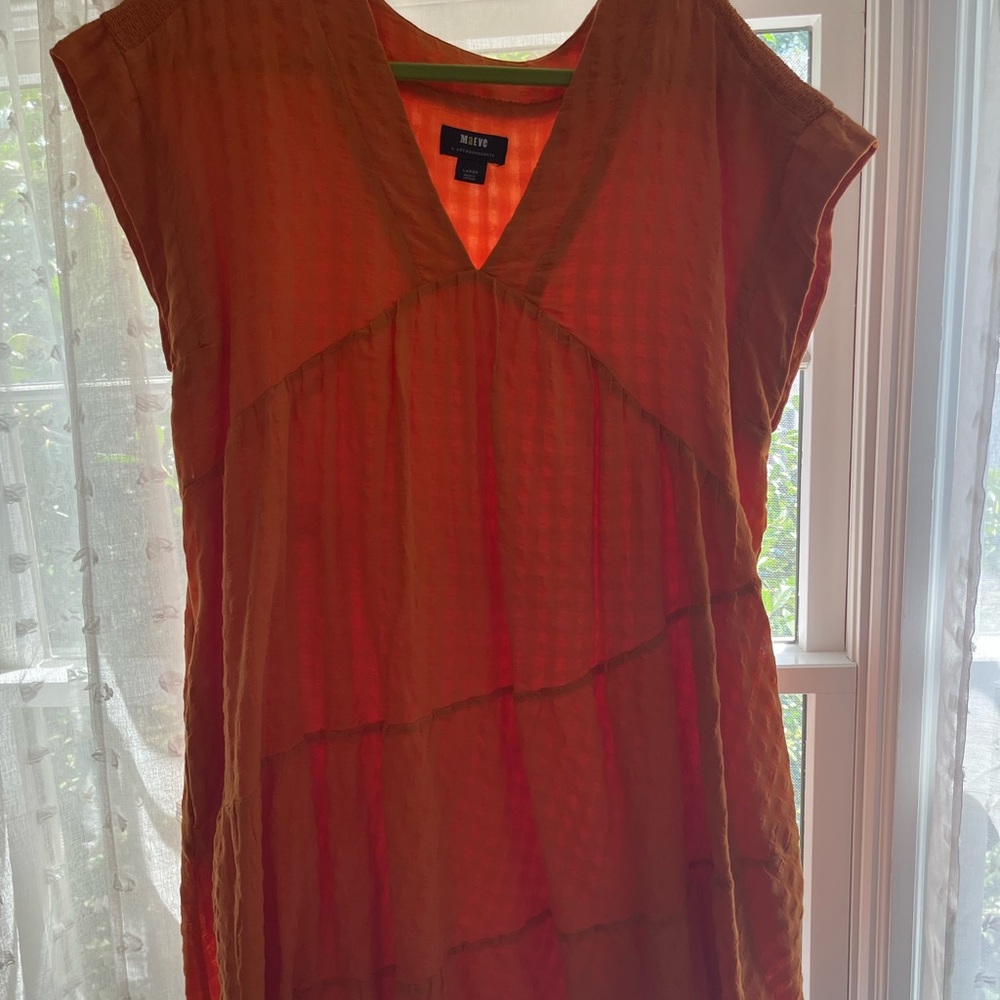 Anthropology orange babydoll dress